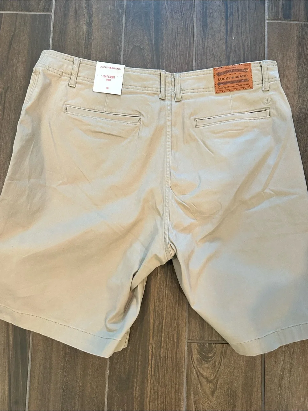 Lucky Brand Beige Flat-Front Cotton Shorts 38